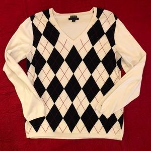 Tommy Hilfiger White Argyle sweater